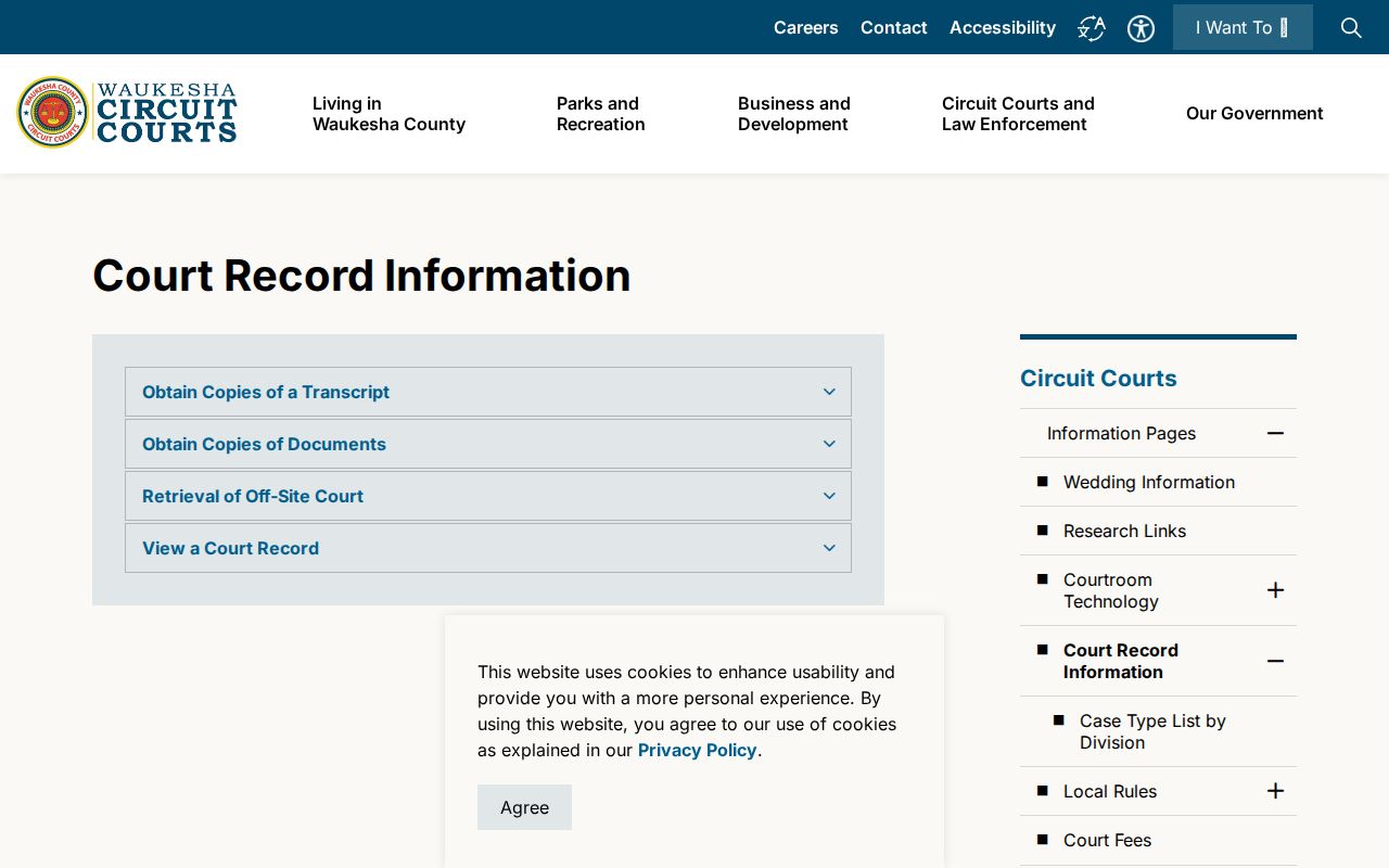 Waukesha County court record information for a Muskego resident lookup