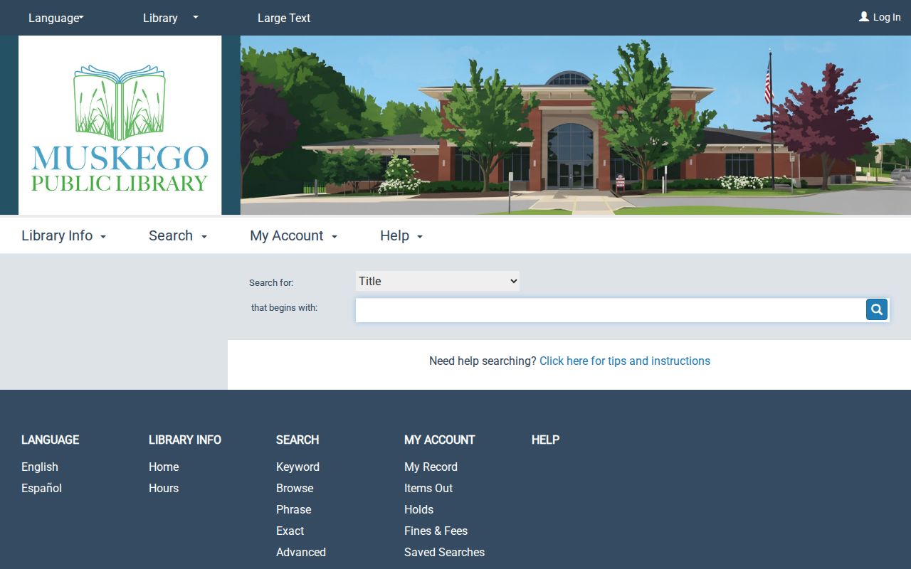 CAFÉ catalog search screen used by Muskego Public Library