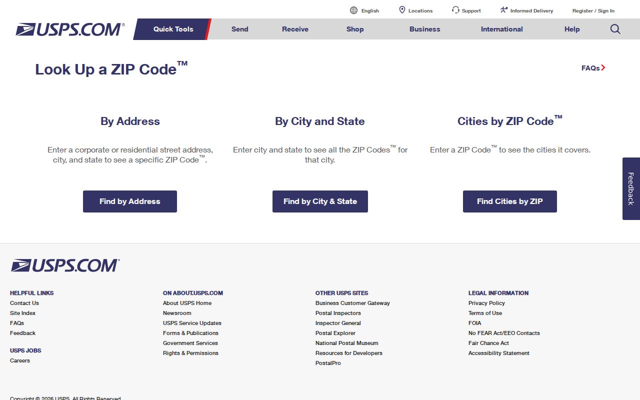 USPS ZIP Code Lookup controls for checking a Muskego mailing address